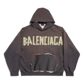 Tape Type Ripped Pocket Hoodie Large Fit “Dark Grey” 744441TQVA98519