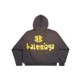 Tape Type Ripped Pocket Hoodie Large Fit “Dark Grey” 744441TQVA98519
