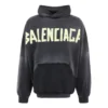 Tape Type Ripped Pocket Hoodie Oversized “Black Faded” 744190TOVB11055