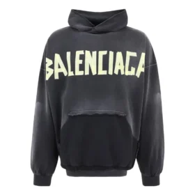 Tape Type Ripped Pocket Hoodie Oversized “Black Faded” 744190TOVB11055