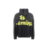 Tape Type Ripped Pocket Hoodie Oversized “Black Faded” 744190TOVB11055