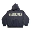 Tape Type Ripped Pocket Hoodie Oversized “Navy Blue” 744441TOVB14140