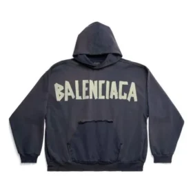Tape Type Ripped Pocket Hoodie Oversized “Navy Blue” 744441TOVB14140