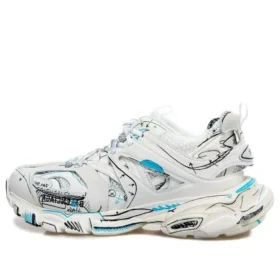 Track 1.0 Sneakers ” White Blue Mesh and Nylon Graffiti” 542023W3SRA9014