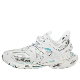 Track 1.0 Sneakers ” White Blue Mesh and Nylon Graffiti” 542436W3SRA9014