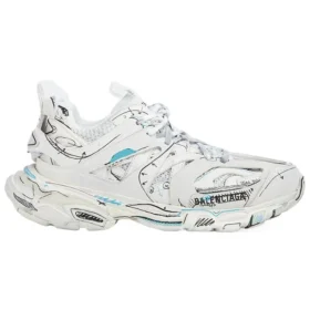 Track 1.0 Sneakers ” White Blue Mesh and Nylon Graffiti” 542436W3SRA9014