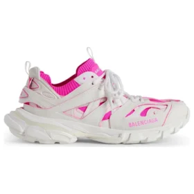 Track Sock Sneakers “White and Neon Pink Knit and Nylon” 736328W3SKC9055