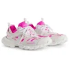 Track Sock Sneakers “White and Neon Pink Knit and Nylon” 736328W3SKC9055