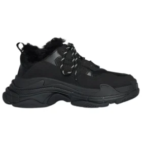 Triple S “Fake Fur – Black” 668562W3CQ51000