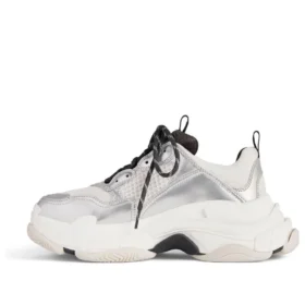 Triple S Sneakers “Black White and Silver Double Foam and Mesh” 536737W2FWM8191