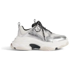 Triple S Sneakers “Black White and Silver Double Foam and Mesh” 536737W2FWM8191