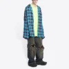 Trompe L”oeil Checked Shirt And T-Shirt “Blue Neon Yellow” 699371TMM116305