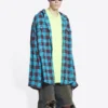 Trompe L”oeil Checked Shirt And T-Shirt “Blue Neon Yellow” 699371TMM116305