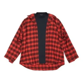 Trompe L”oeil Checked Shirt And T-Shirt “Red Navy” 699371TNM256167