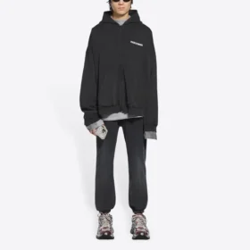 Turn Zip-Up Hoodie Wide Fit “Black” 674719TLVB49034