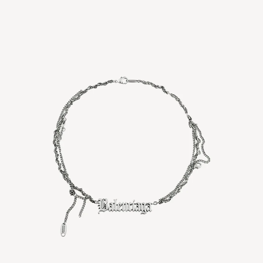 Typo destroyed necklace in antique silver Typo destroyed necklace in antique silver