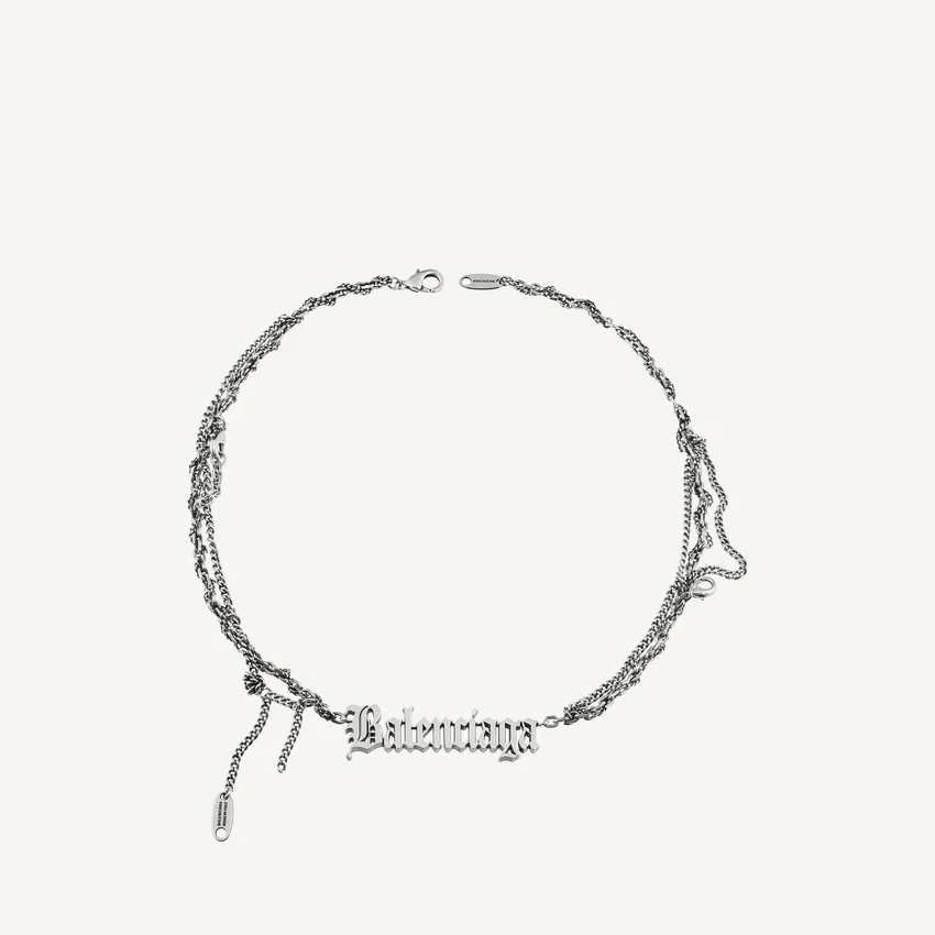 Typo destroyed necklace in antique silver Typo destroyed necklace in antique silver
