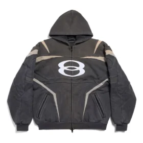 Unity Sports Icon Biker Zip-Up Hoodie Oversized “Black White” 790359TQVM21070