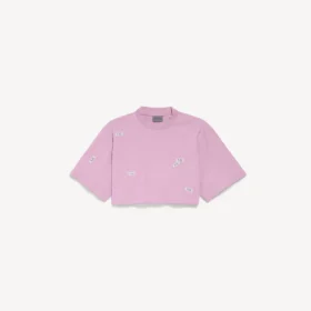 Women’s 520 stickers cropped t-shirt in old pink/white