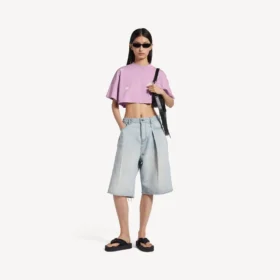 Women’s 520 stickers cropped t-shirt in old pink/white