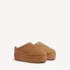 Women’s alaska soft platform mule in brown/white Women’s alaska soft platform mule in brown/white