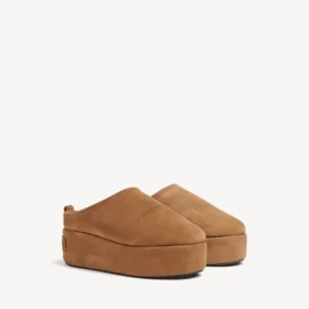 Women’s alaska soft platform mule in brown/white