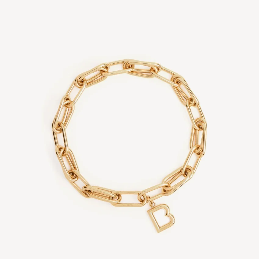 Women’s b link necklace in shiny gold Women’s b link necklace in shiny gold