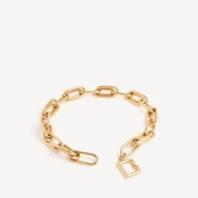 Women’s b link necklace in shiny gold Women’s b link necklace in shiny gold