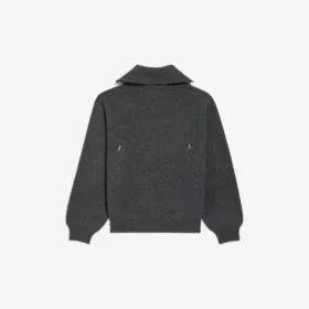 Women’s back-to-front high neck sweater in dark heather grey