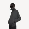 Women’s back-to-front high neck sweater in dark heather grey