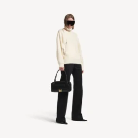 Women’s back-to-front high neck sweater in off white