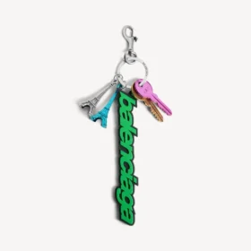 Women’s biker balenciaga charm/keychain in green/black