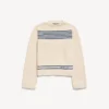 Women’s boatneck sweater in navy/white