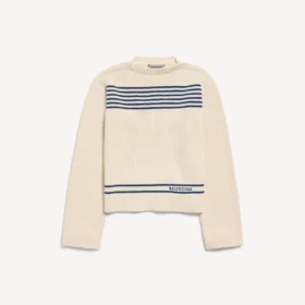 Women’s boatneck sweater in navy/white