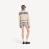 Women’s boatneck sweater in navy/white