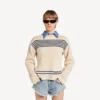 Women’s boatneck sweater in navy/white