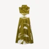 Women’s brush scratch cut-out dress in khaki Women’s brush scratch cut-out dress in khaki