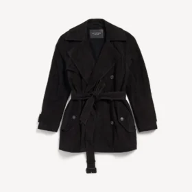 Women’s cocoon short trench in black