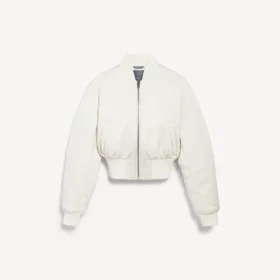Women’s cropped bomber jacket in ivory