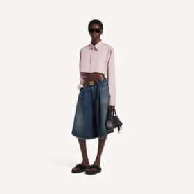 Women’s cropped shirt in dusty pink