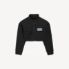 Women’s cropped tracksuit jacket in black