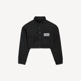 Women’s cropped tracksuit jacket in black