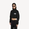 Women’s cropped tracksuit jacket in black