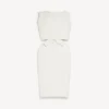 Women’s draped back bow dress in ivory