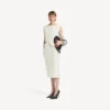 Women’s draped back bow dress in ivory