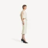 Women’s draped back bow dress in ivory