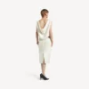 Women’s draped back bow dress in ivory