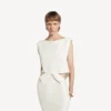 Women’s draped back bow dress in ivory