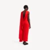 Women’s draped dress in sunset red Women’s draped dress in sunset red