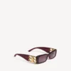 Women’s dynasty rectangle sunglasses in dark burgundy